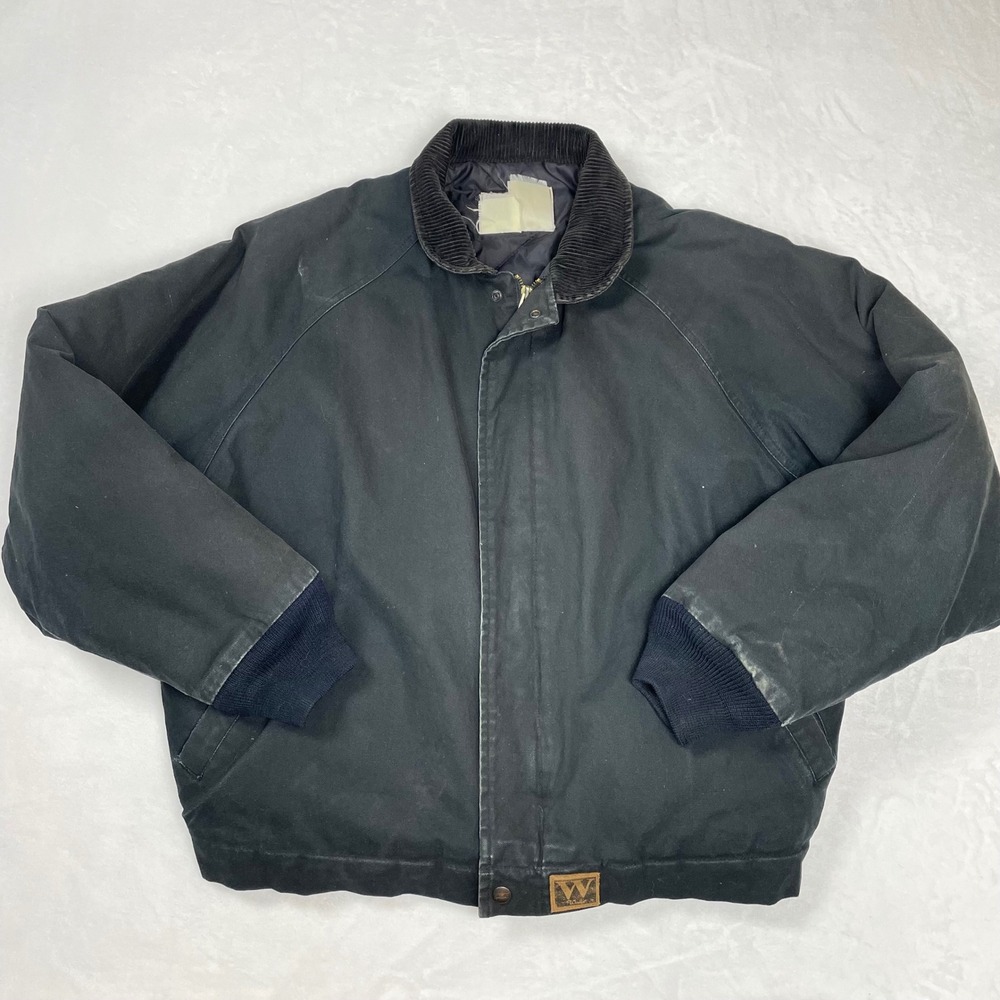 Walls Work Jacket Cotton Men Medium Black Good Vintage Distressed Corduroy